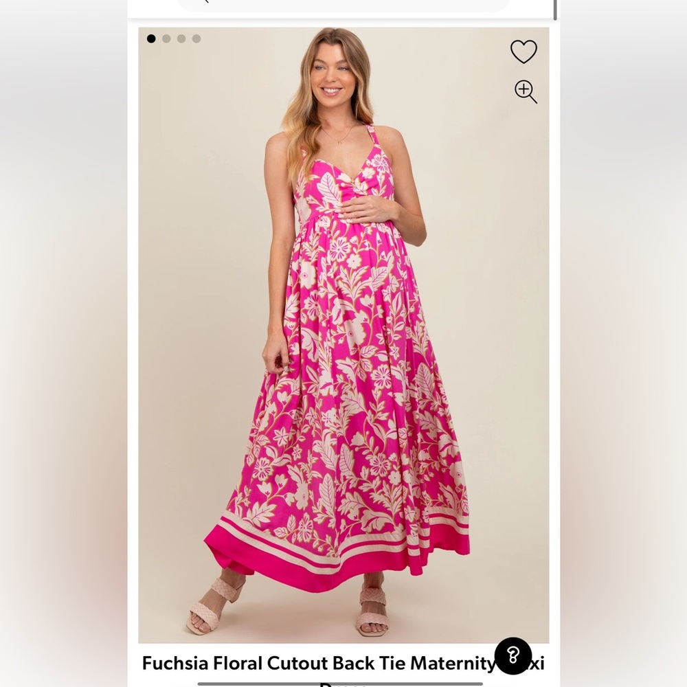 NWT Pink Blush Fuchsia Floral Maternity Maxi Dress
